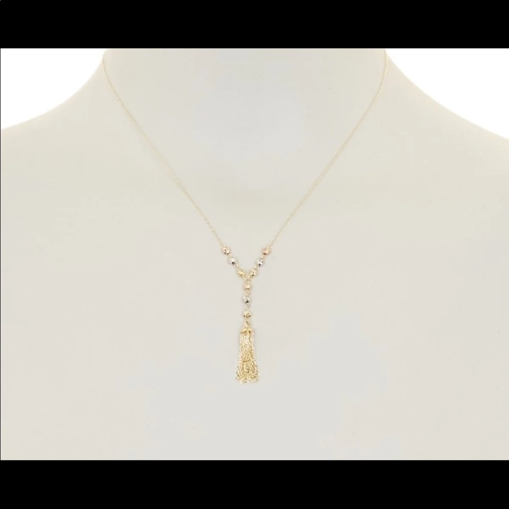 🆕14k tritone Gold tassel necklace